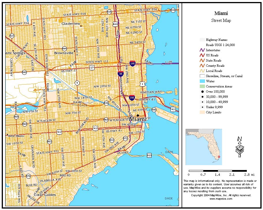 Miami Street Map Print Sample