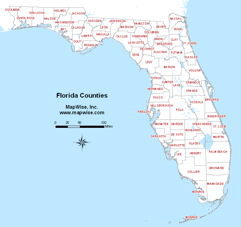 Map Florida City Names 2018