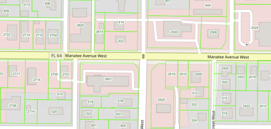 Example of site address numbers labeled at parcel centroids.